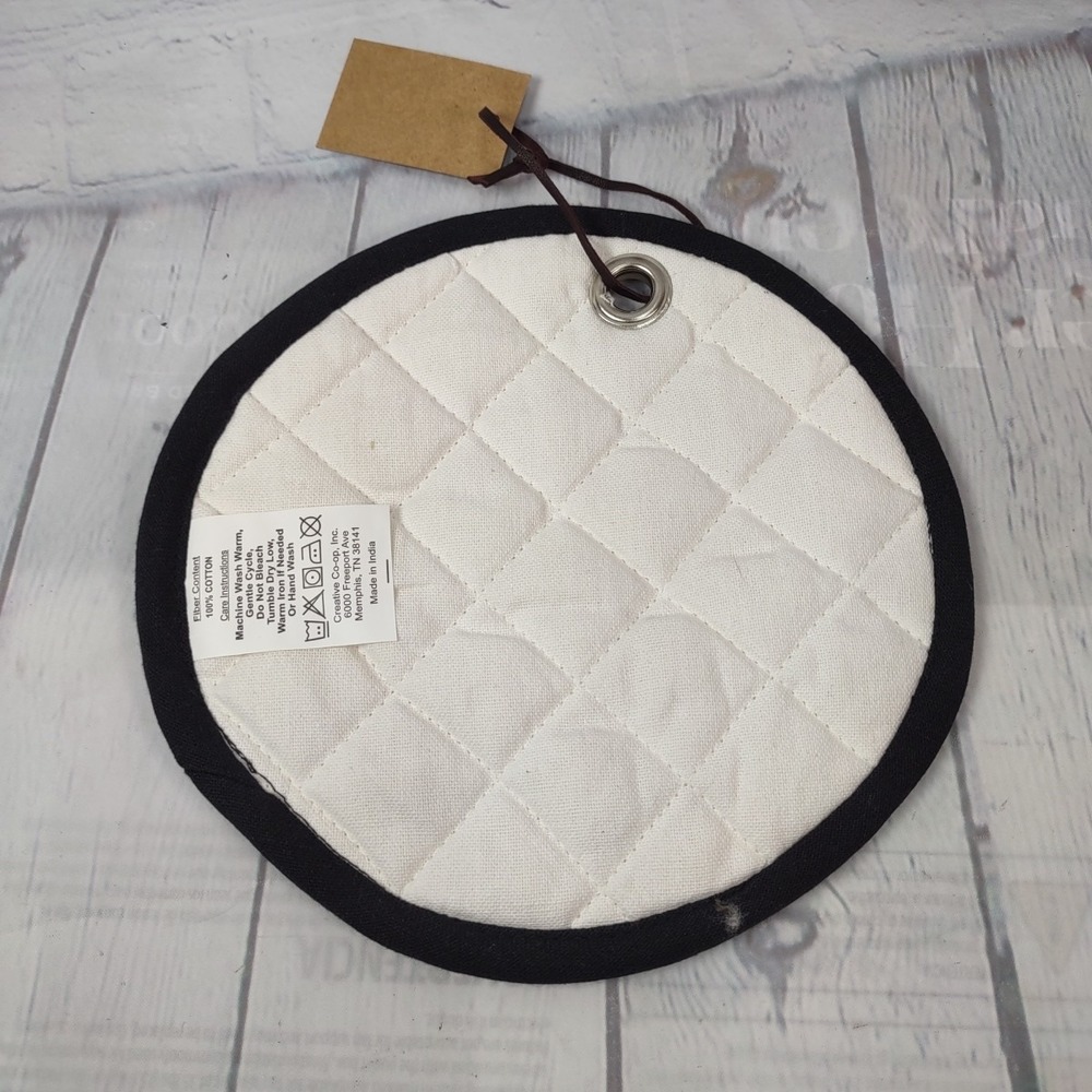 8" Round Cotton Pot Holder Halloween Skull Gothic Kitchen Horror Home Holiday - Picture 2 of 4